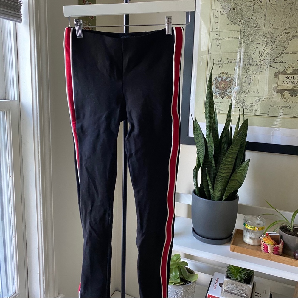 Zara leggings with red stripe detail